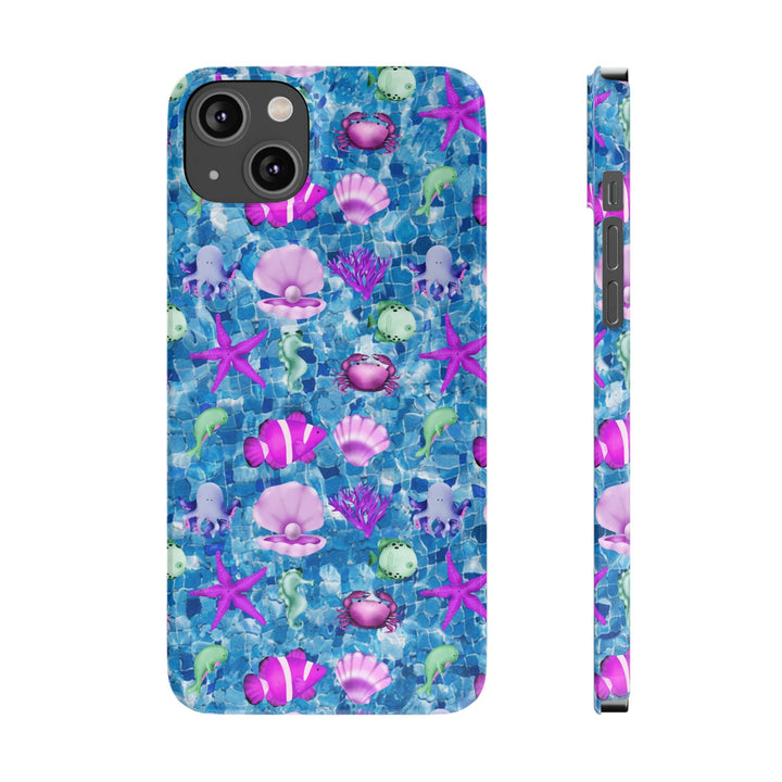 Slim Cute Phone Cases for Iphone - | iPhone 15 Case | iPhone 15 Pro Max Case, Iphone 14 Case, Iphone 14 Pro Max, Iphone 13, Blue Pink Under Sea - Studio40ParkLane