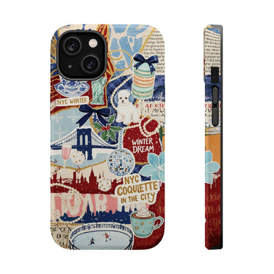 New York Winter Coquette Collage Tough Magsafe Cute Phone Cases for Iphone | iPhone 17 Pro Max Case, Iphone 16, Iphone 15 14 13 12 11 10 9