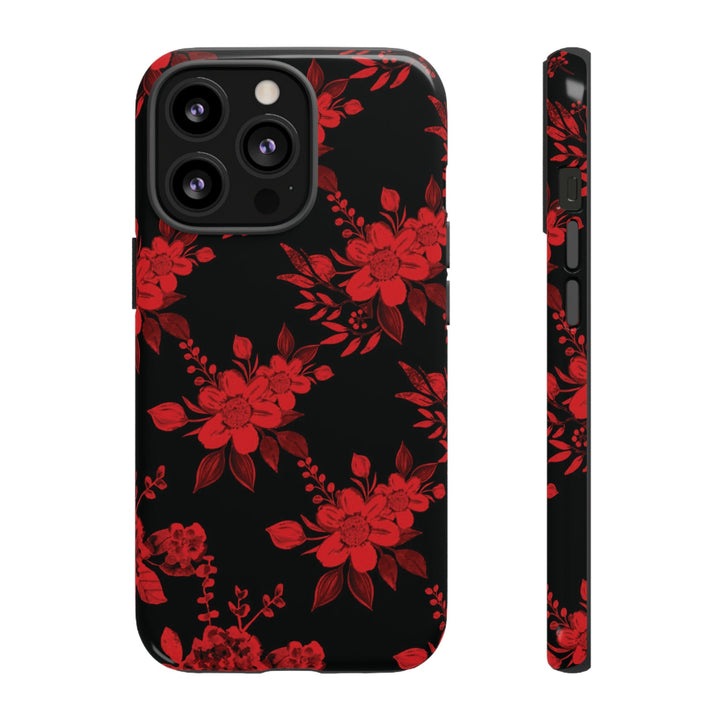 Cute IPhone Case | Red Black Flowers, iPhone 15 Case | iPhone 15 Pro Case, Iphone 14 Case, Iphone 14 Pro Max Case, Protective Iphone Case - Studio40ParkLane