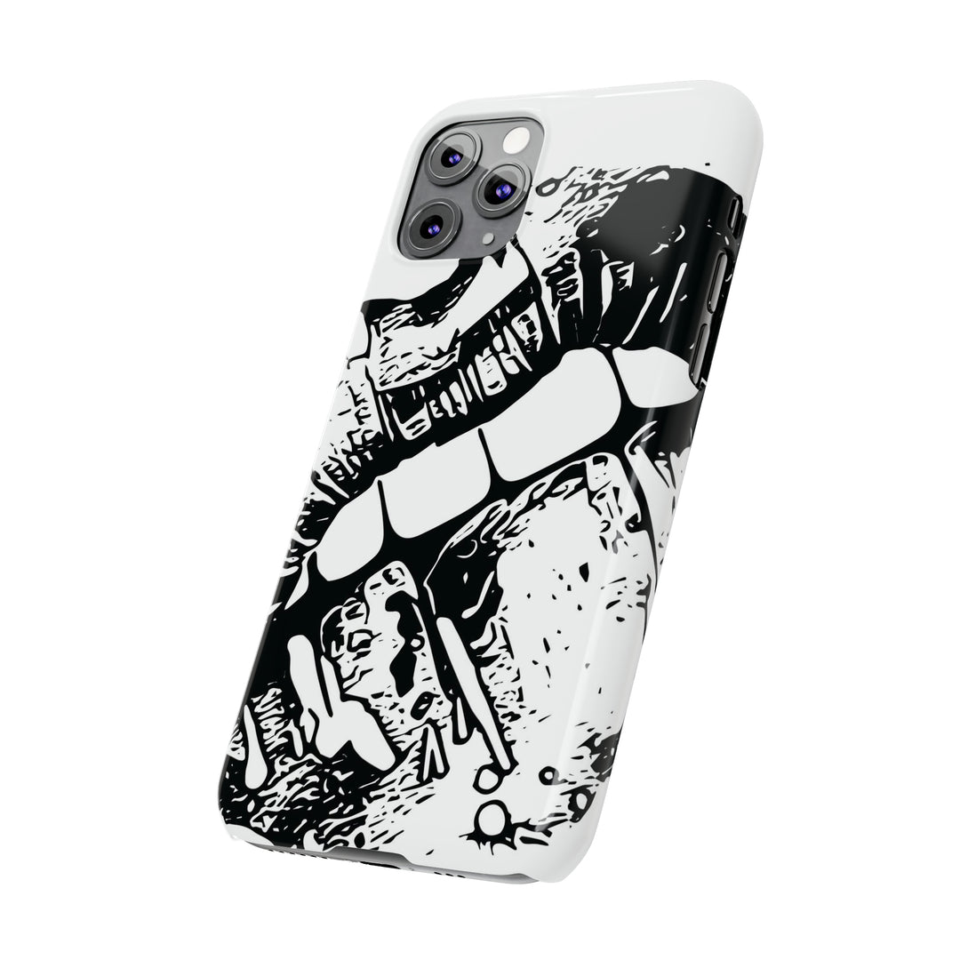 Slim Cute Phone Cases for Iphone - | iPhone 15 Case | iPhone 15 Pro Max Case, Iphone 14 Case, Iphone 14 Pro Max, Iphone 13, Smile Lips Black and White - Studio40ParkLane