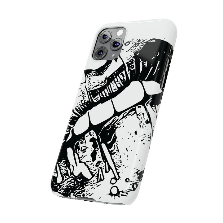 Slim Cute Phone Cases for Iphone - | iPhone 15 Case | iPhone 15 Pro Max Case, Iphone 14 Case, Iphone 14 Pro Max, Iphone 13, Smile Lips Black and White - Studio40ParkLane