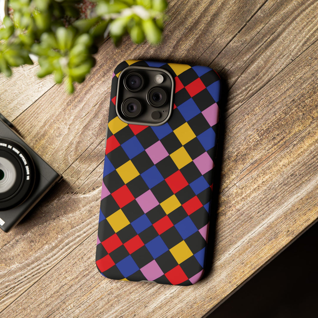 Aesthetic Tough Colorful Checkerboard Phone Case Premium - For iPhone 17 Pro Max iPhone 16 Pro iPhone 15 Iphone 14 Plus 13 Pro 12 11 10 XR - Studio40ParkLane