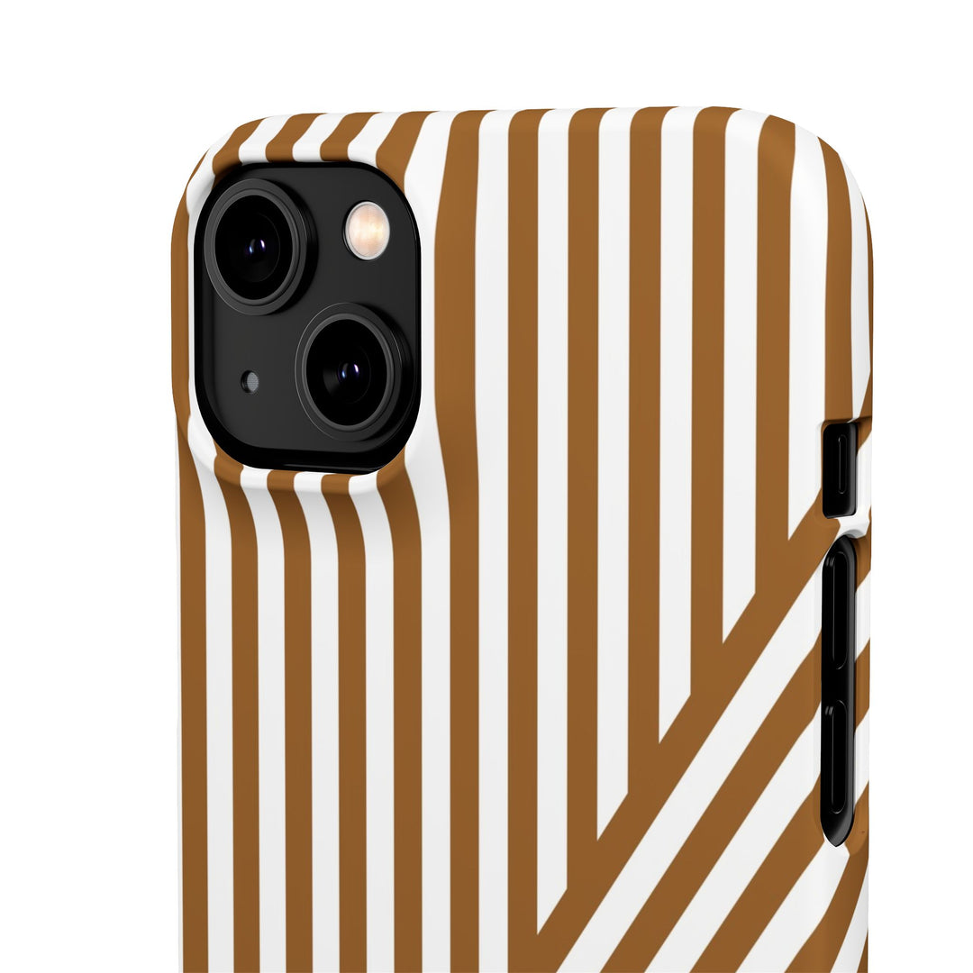 Aesthetic Mocha Brown Stripes Cute Phone Case Sleek Snap - For iPhone 17 Pro Max iPhone 16 Pro iPhone 15 Iphone 14 Plus 13 Pro 12 11 10 Gift - Studio40ParkLane