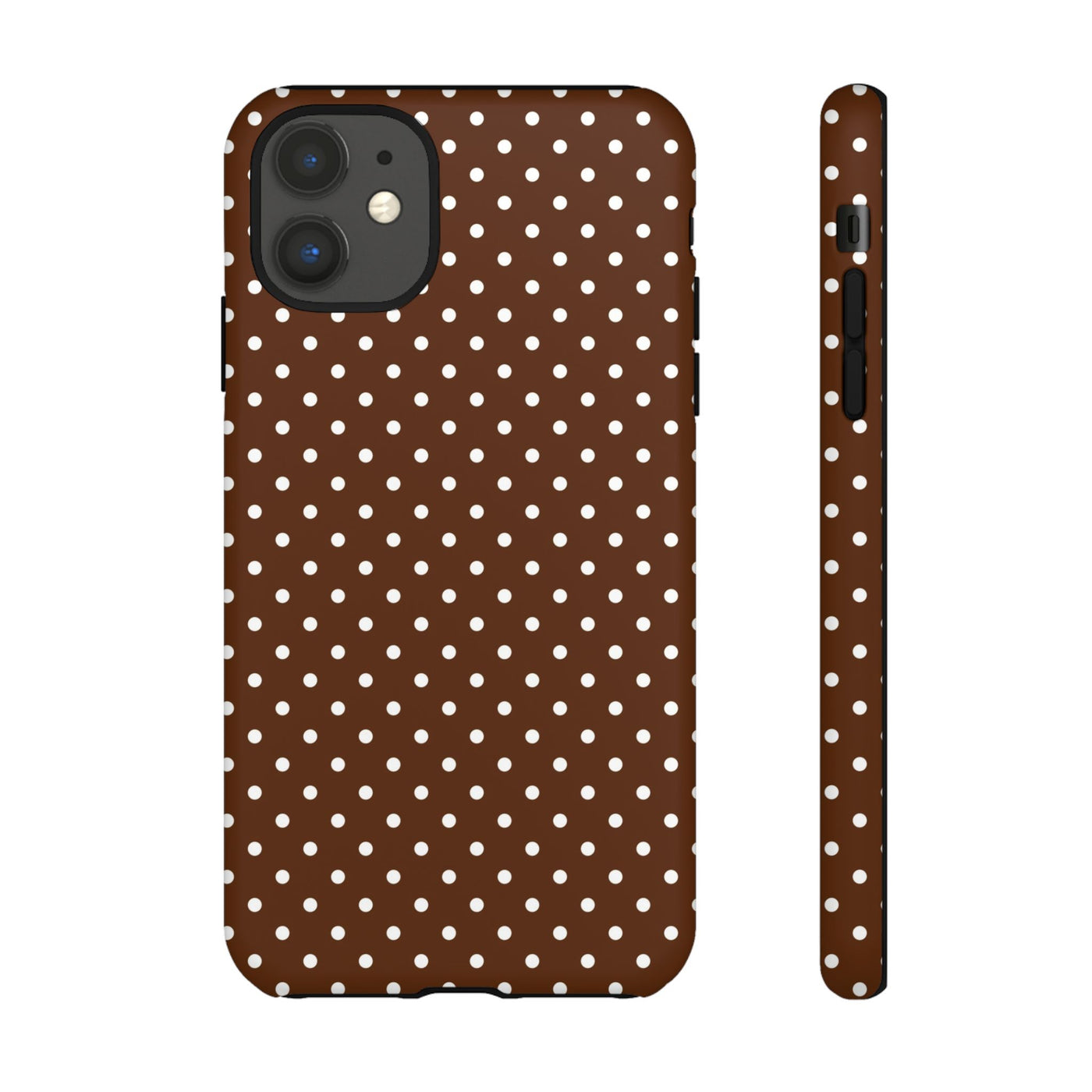 Aesthetic Tough Mocha Brown Polka Dots Premium Phone Case - For iPhone 17 Pro Max iPhone 16 Pro iPhone 15 Iphone 14 Plus 13 Pro 12 11 10 - Studio40ParkLane