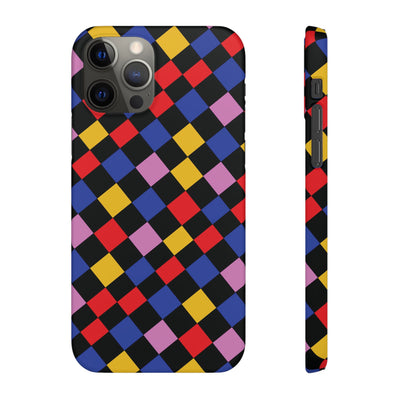 Colorful Checkerboard Cute Phone Case - Sleek Snap - for iPhone 16 15 14 13 12 11 Max Pro Plus Samsung Galaxy S24 S23 S22 S21 S20 Plus Ultra - Studio40ParkLane