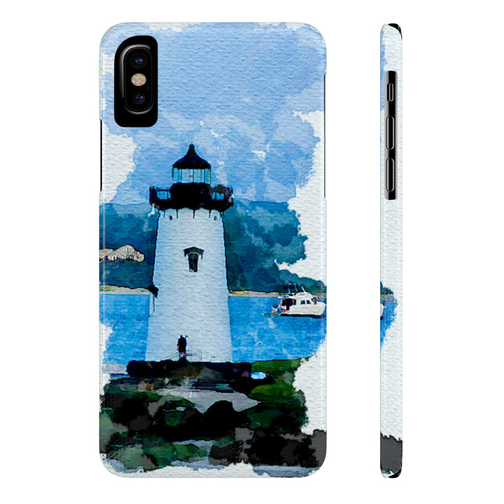 Slim Cute Phone Cases for Iphone - | iPhone 15 Case | iPhone 15 Pro Max Case, Iphone 14 Case, Iphone 14 Pro Max, Iphone 13, Beach Lighthouse Blue - Studio40ParkLane