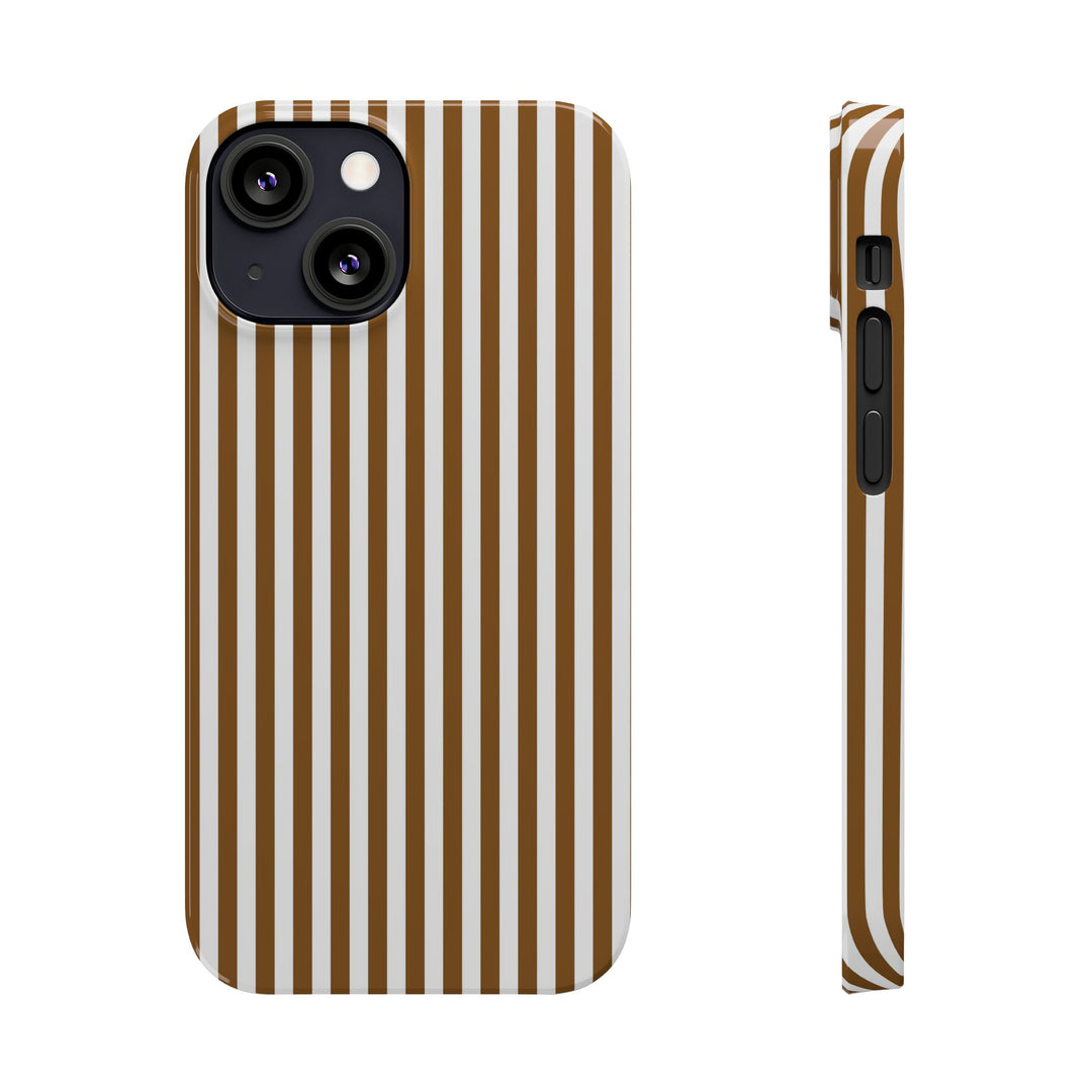 Slim Mocca Brown Striped Cute Phone Case for Iphone 16 - | iPhone 15 Pro Max Case | iPhone 14 Case Iphone 13 12 11 10 9 8 7 XS X Gift for Her - Studio40ParkLane