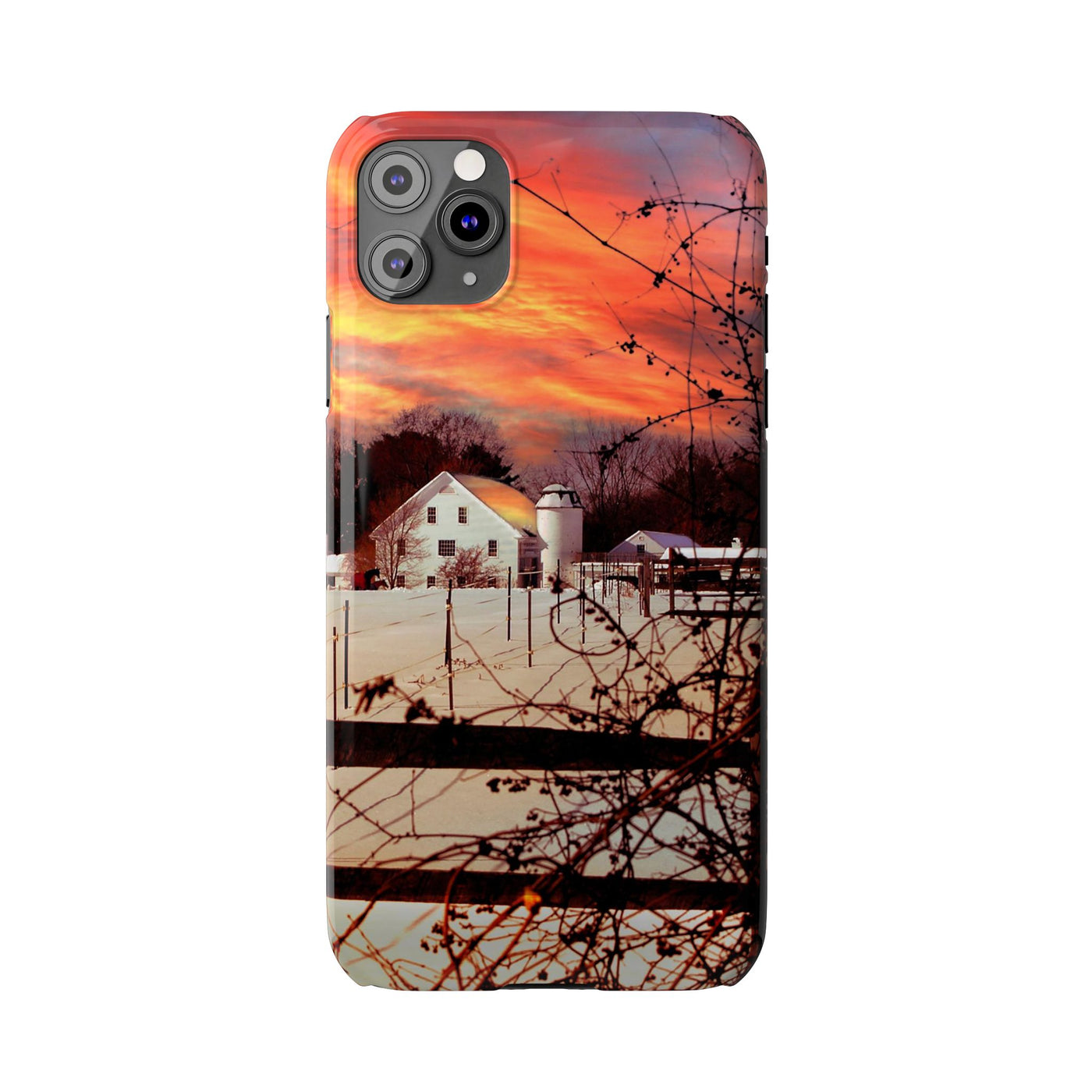 Slim Cute Phone Cases for Iphone - | iPhone 15 Case | iPhone 15 Pro Max Case, Iphone 14 Case, Iphone 14 Pro Max, Iphone 13, New England Winter Sunset