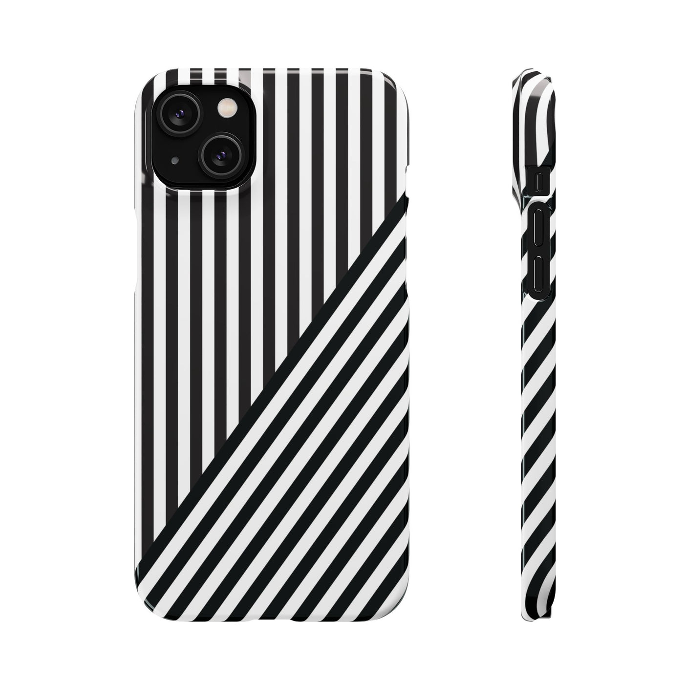 Aesthetic Black White Stripes Cute Phone Case Sleek Snap - For iPhone 17 Pro Max iPhone 16 Pro iPhone 15 Iphone 14 Plus 13 Pro 12 11 10 Gift - Studio40ParkLane