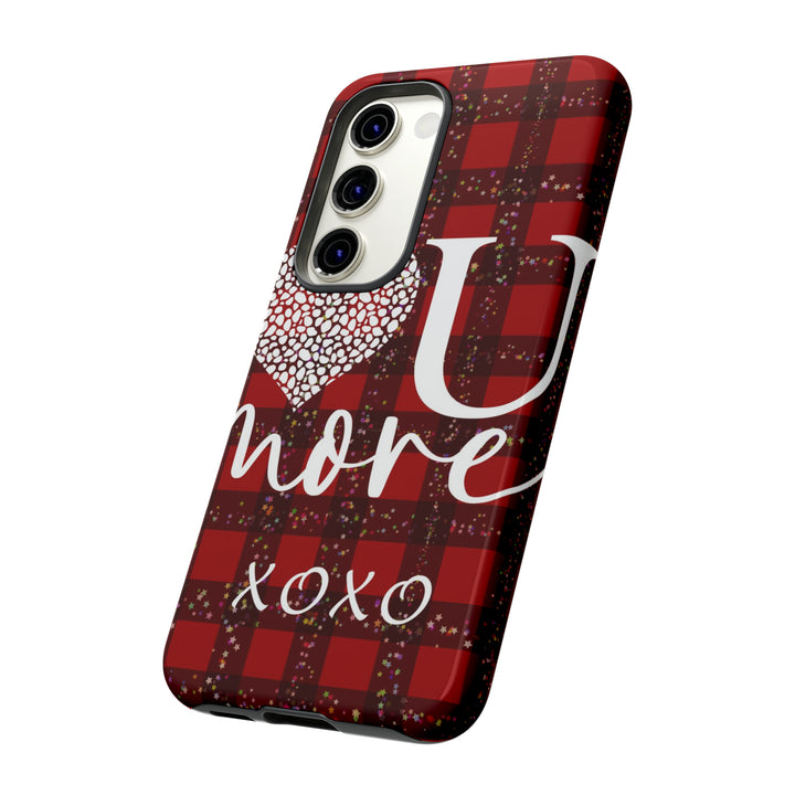 Cute Samsung Phone Cases, Designer Samsung Galaxy S23 Phone Case, Samsung S22 Case, Samsung S21 Case, Samsung S20 Case, Red Plaid Love You - Studio40ParkLane