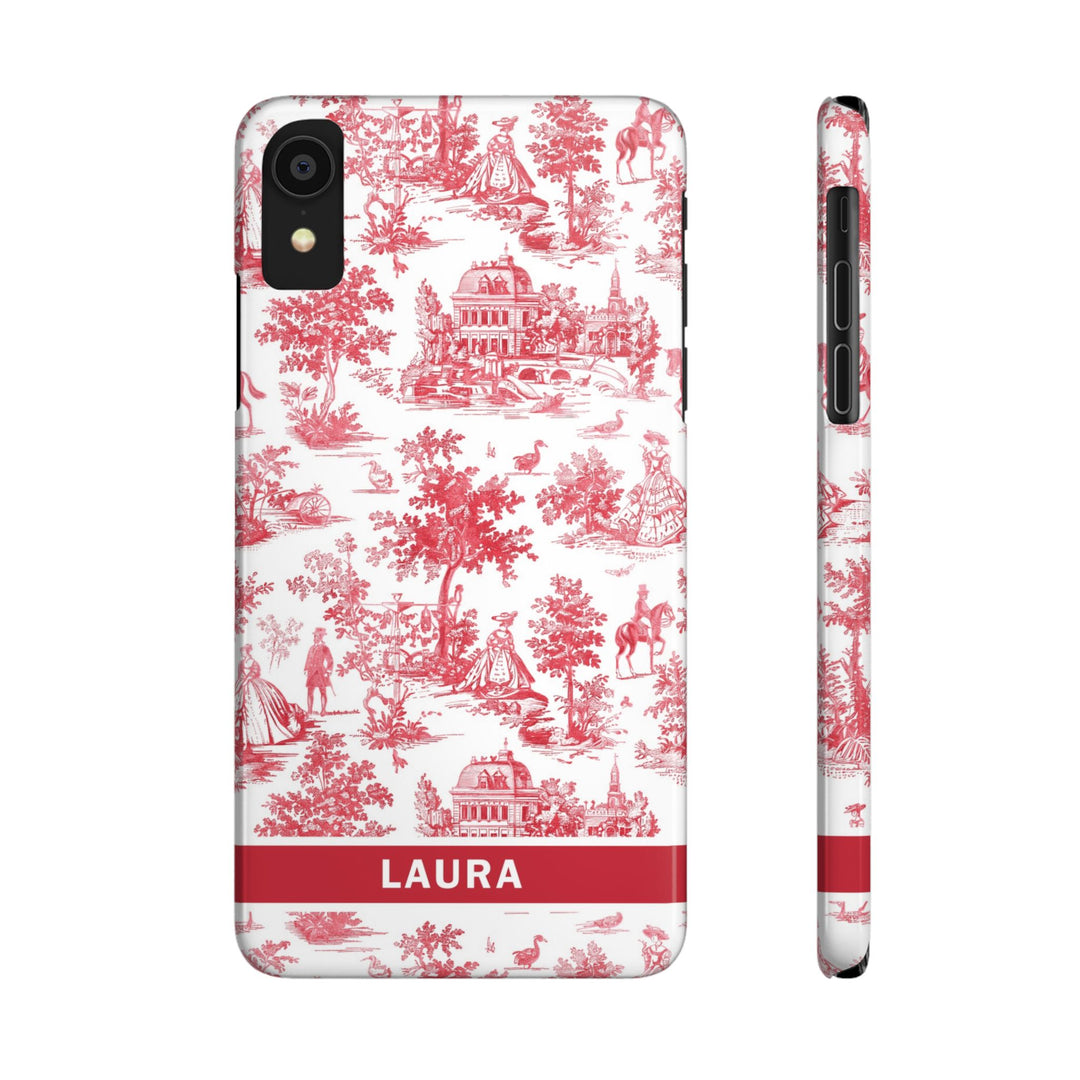 Slim French Toile Personalized Initial Custom Gift for Her Cute Phone Cases for Iphone 16 Pro Max | iPhone 15 Case | iPhone 15 Pro Max Case, Iphone 14, 13, 12, 11, 10, 8, 7 - Studio40ParkLane