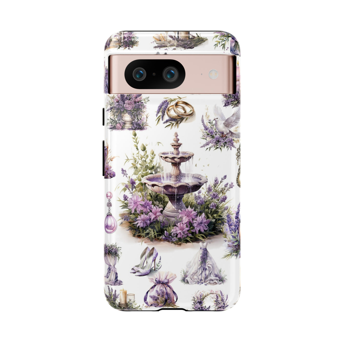 Impact Resistant, Lavender Wedding, Cute Phone Cases for Samsung S24, S23, S22, S21, IPhone 15 pro Iphone 14 pro Iphone 13 IPhone 12 Iphone 11