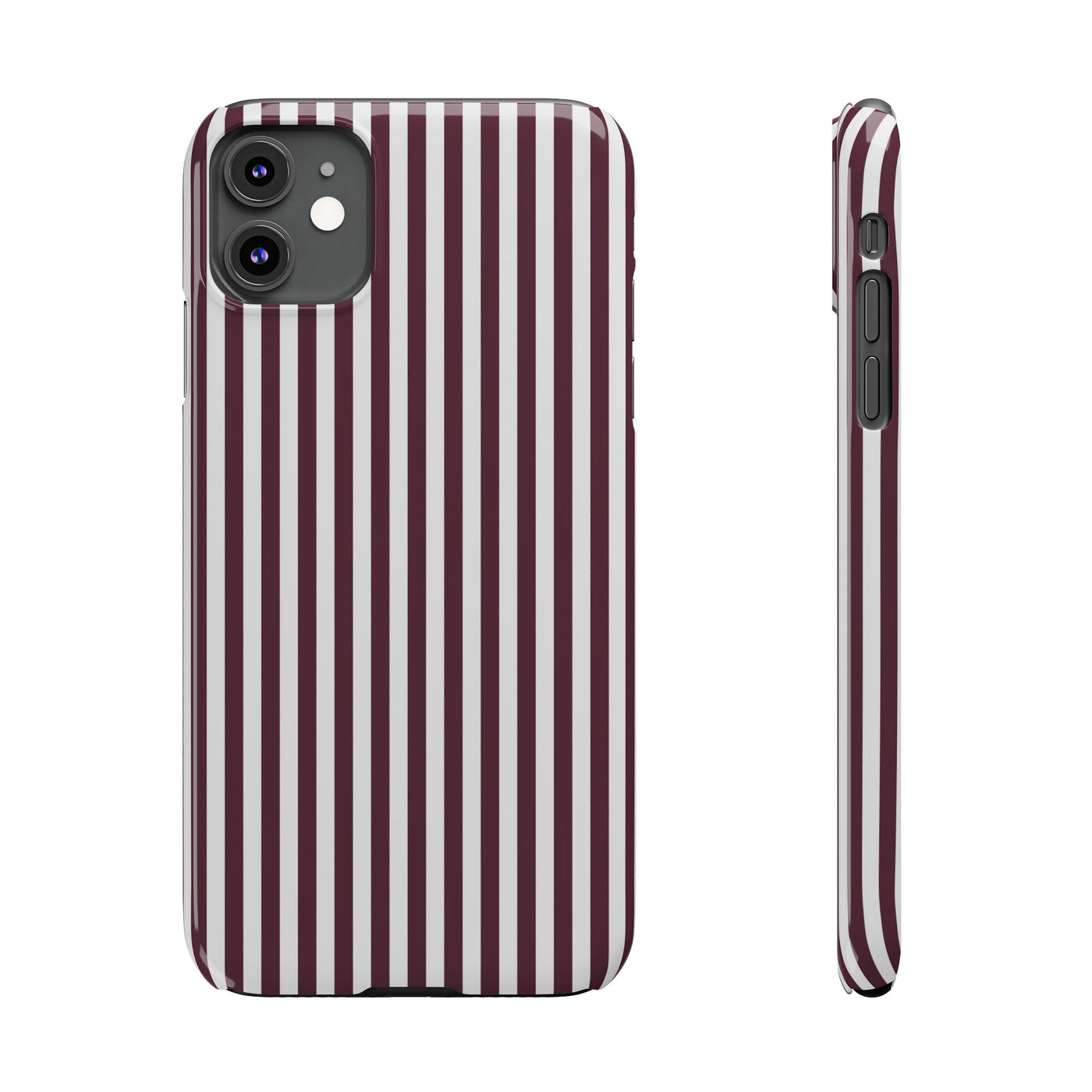 Slim Burgundy Wine Striped Cute Phone Case for Iphone 16 - | iPhone 15 Pro Max Case | iPhone 14 Case Iphone 13 12 11 10 9 8 7 Gift for Her - Studio40ParkLane