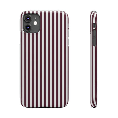 Slim Burgundy Wine Striped Cute Phone Case for Iphone 16 - | iPhone 15 Pro Max Case | iPhone 14 Case Iphone 13 12 11 10 9 8 7 Gift for Her - Studio40ParkLane