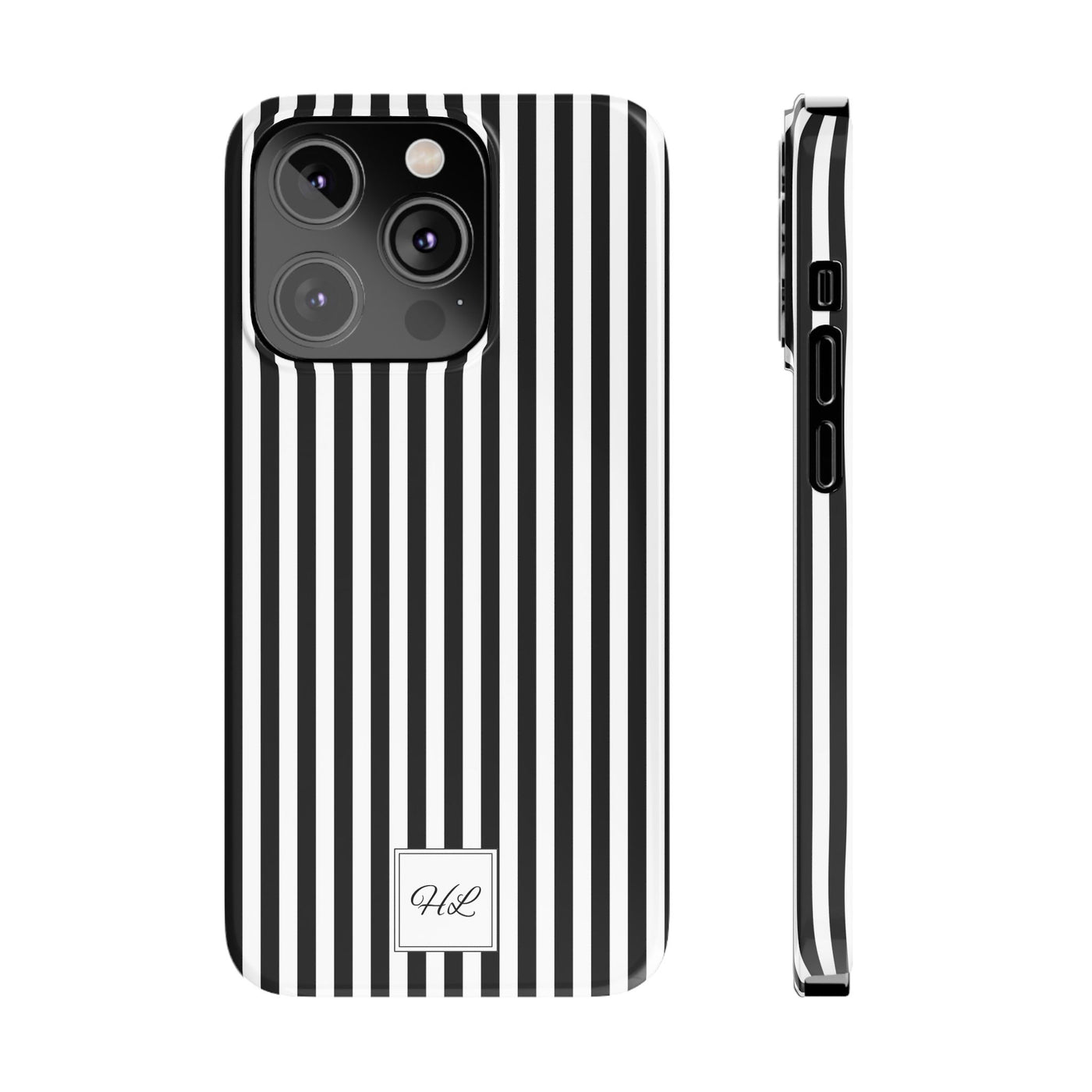 Slim Custom Personalized Black White Striped Phone Case for Iphone 16 - | iPhone 15 Pro Max Case | iPhone 14 Case Iphone 13 12 11 10 9 8 - Studio40ParkLane