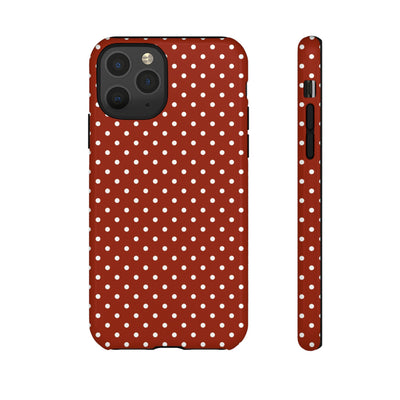 Aesthetic Tough Clay Red Polka Dots Premium Phone Case - For iPhone 17 Pro Max iPhone 16 Pro iPhone 15 Iphone 14 Plus 13 Pro 12 11 10 XR XS - Studio40ParkLane