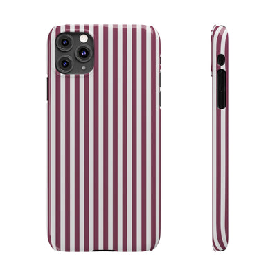 Slim Claret Red Striped Cute Phone Case for Iphone 16 - | iPhone 15 Pro Max Case | iPhone 14 Case Iphone 13 12 11 10 9 8 7 XS X Gift for Her - Studio40ParkLane