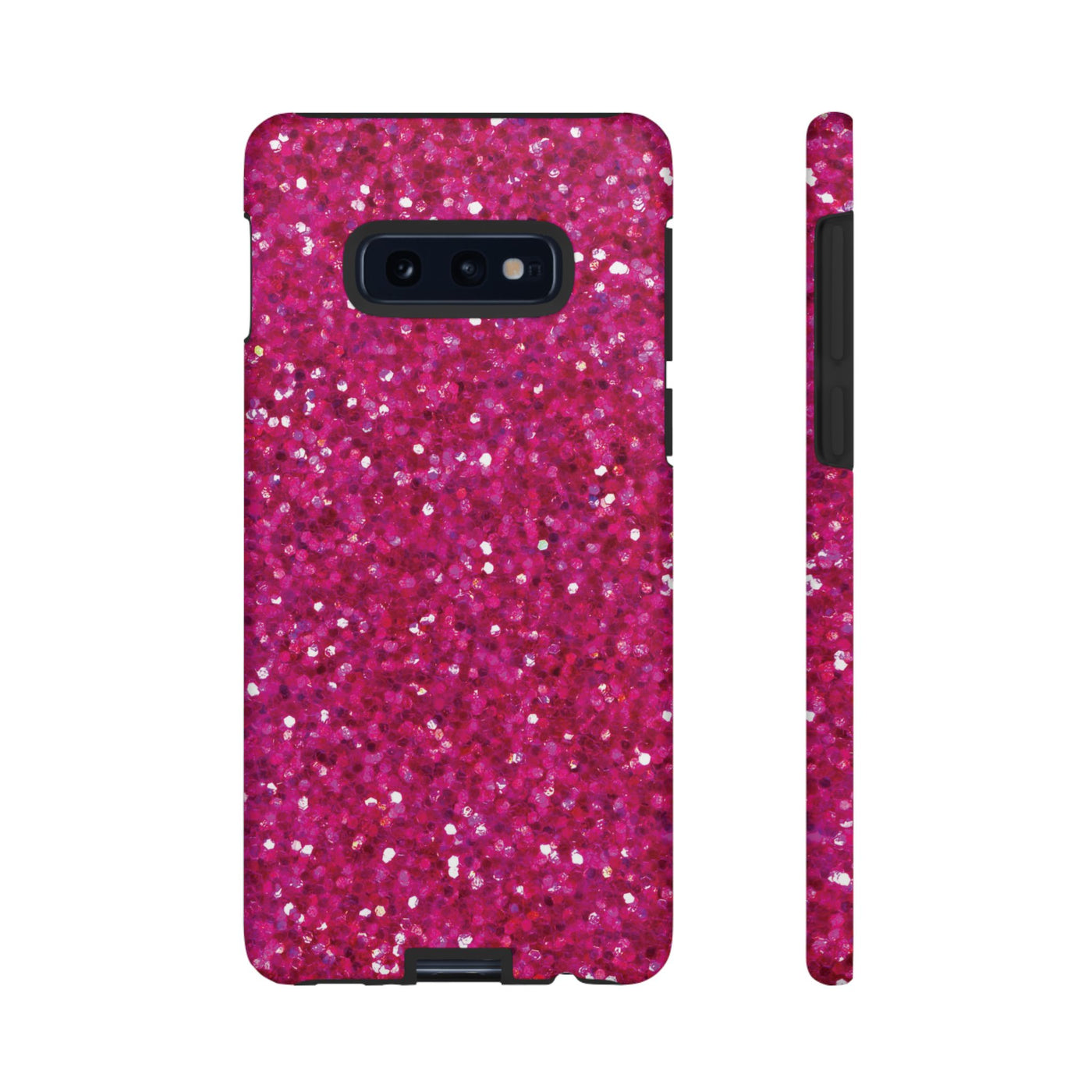 Chic Pink Faux Play on Glitter Effect Cute Phone Case, for IPhone 16 pro Max | Iphone 15, Iphone 14, IPhone 13 Case, 11 8 7, Samsung Galaxy S24, S23, S22, S21, 2 Layer Protection