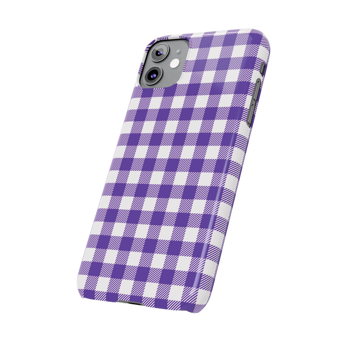 Slim Purple Gingham Gift for Her Cute Phone Cases for Iphone 16 Pro Max | iPhone 15 Case | iPhone 15 Pro Max Case, Iphone 14, 13, 12, 11, 10, 8, 7 - Studio40ParkLane