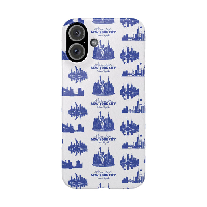 Slim New York Skyline Blue Collage Coquette Gift for Her Cute Phone Cases for Iphone 16 Pro Max | iPhone 15 Case | iPhone 15 Pro Max Case, Iphone 14, Iphone 14 Pro Max, Iphone 13 12 11 8 7 - Studio40ParkLane