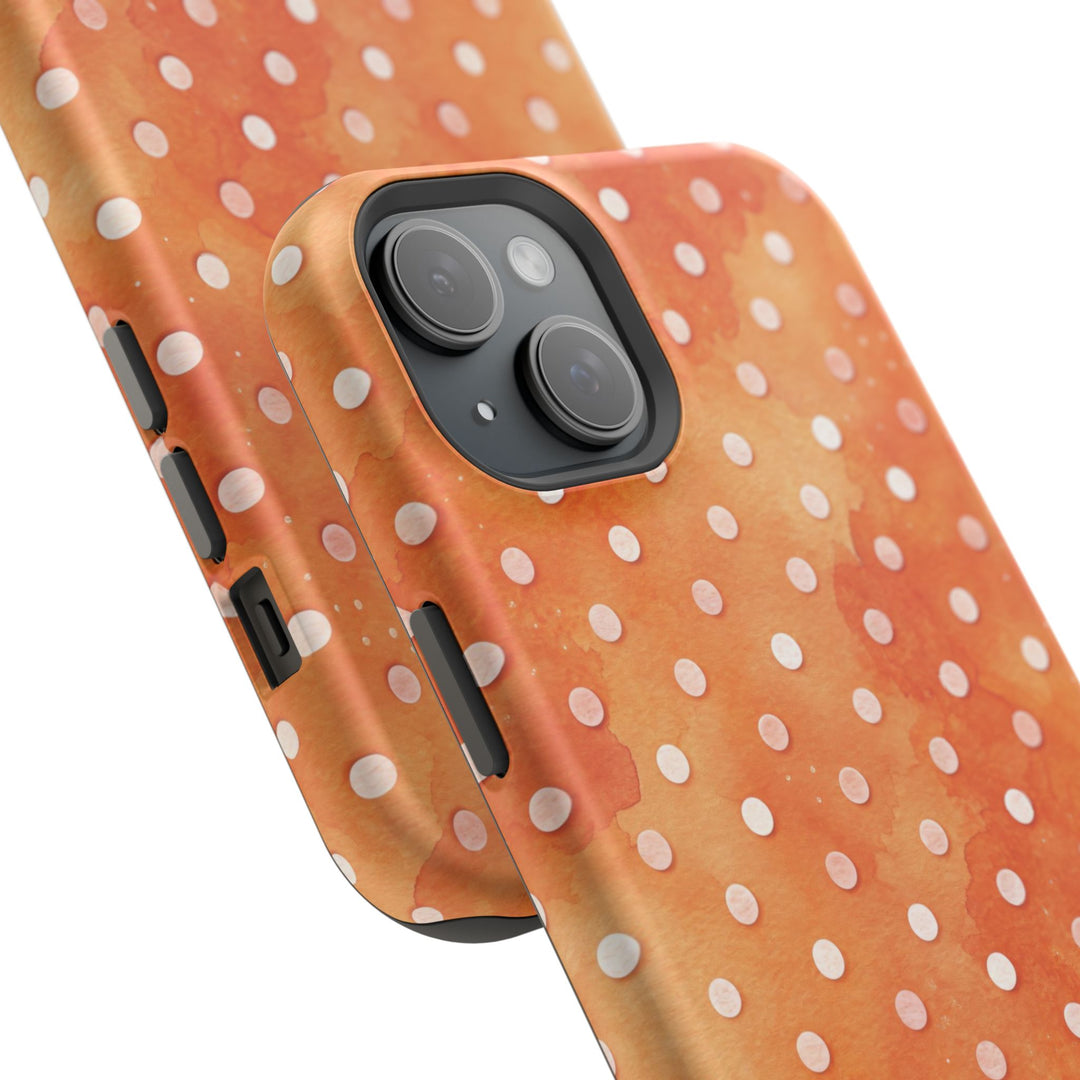 Aesthetic Tough Magsafe Orange Polka Dots Phone Case - For iPhone 17 Pro Max iPhone 16 Pro iPhone 15 Iphone 14 Plus 13 Pro 12 11 10 XR - Studio40ParkLane