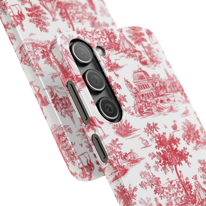 Snap French Toile Personalized Initial Custom Gift for Her Cute Phone Cases for Samsung S24, S23, S22, S21, S20, Plus and Ultra and Iphone, 16, 15, 14, 13, 12, 11. 10 - Studio40ParkLane