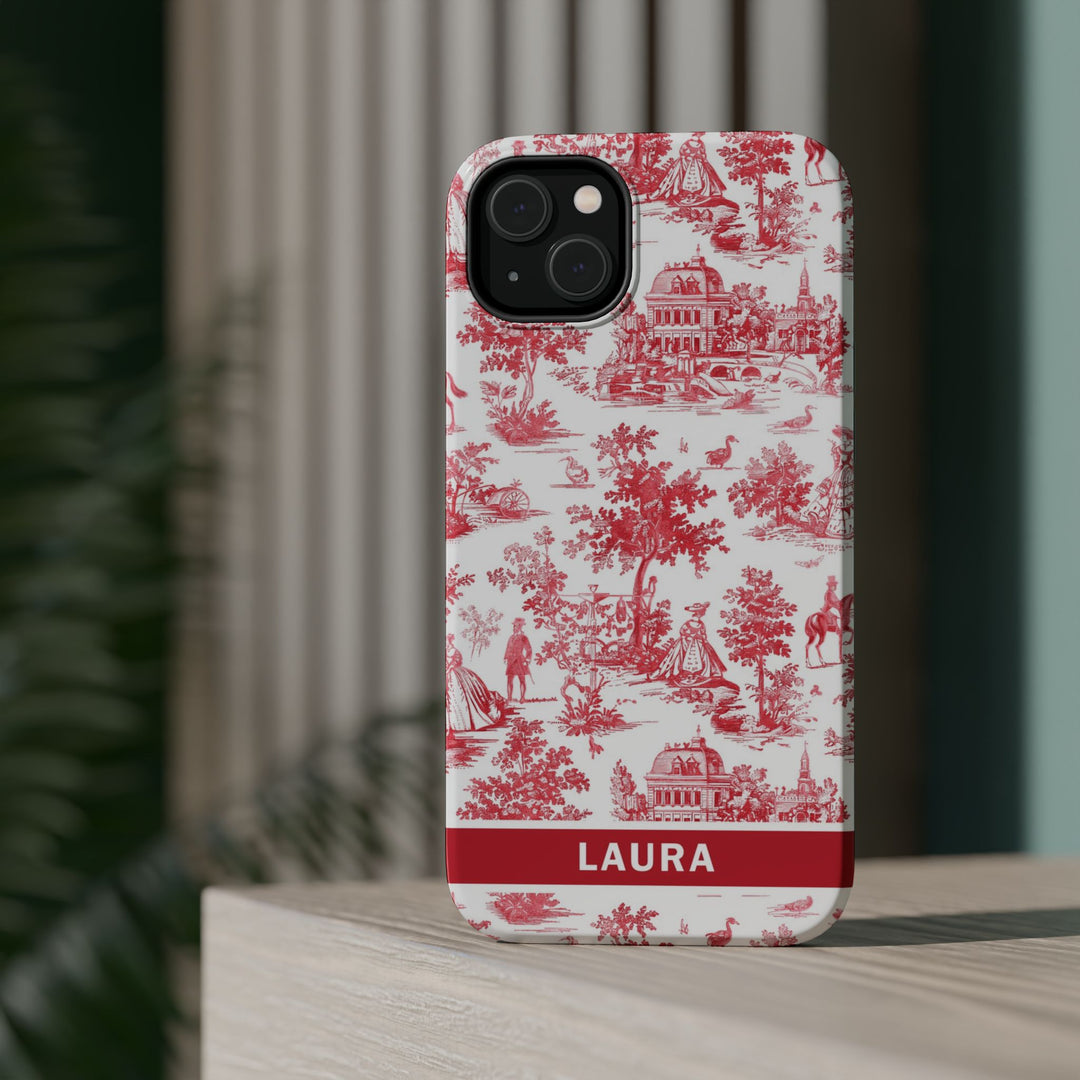 Magsafe French Toile Personalized Initial Custom Gift for Her Cute Phone Cases for Iphone 16 Pro Max | iPhone 15 Case | iPhone 15 Pro Max Case, Iphone 14, 13, 12, 11, 10, 8, 7 - Studio40ParkLane