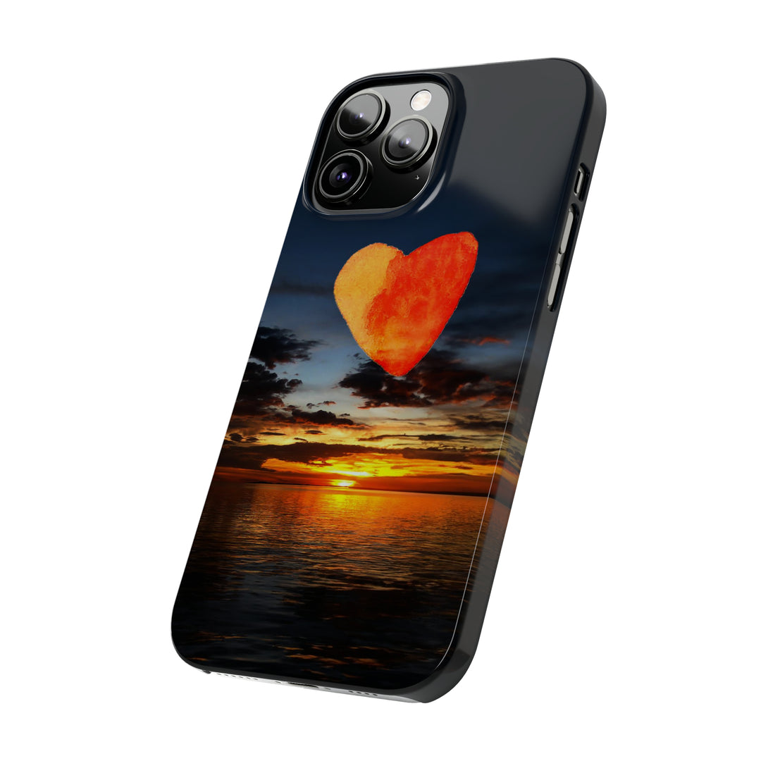Slim Cute Phone Cases for Iphone - | iPhone 15 Case | iPhone 15 Pro Max Case, Iphone 14 Case, Iphone 14 Pro Max, Iphone 13, Rising Heart Sunset - Studio40ParkLane
