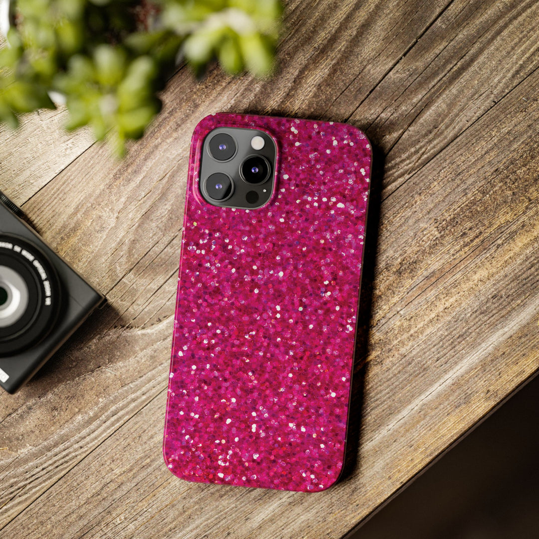 Slim Muted Pink Faux Play on Glitter Effect Cute Phone Cases for Iphone 16 Pro Max | iPhone 15 Case | iPhone 15 Pro Max Case, Iphone 14, Iphone 14 Pro Max, Iphone 13 12 11 8 7 - Studio40ParkLane