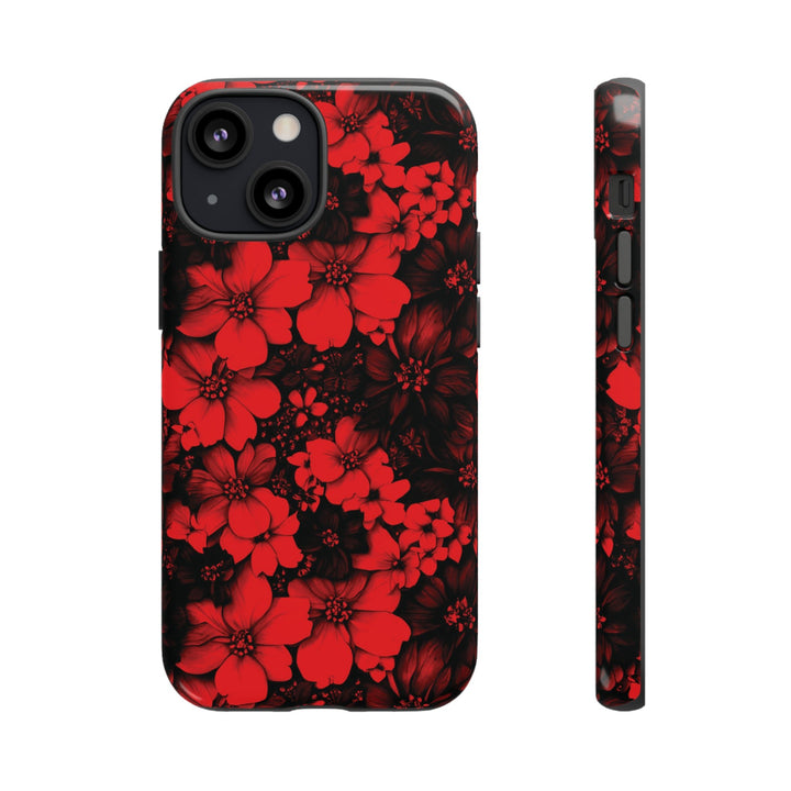 Cute IPhone Case | Red Black Flowers, iPhone 15 Case | iPhone 15 Pro Case, Iphone 14 Case, Iphone 14 Pro Max Case, Protective Iphone Case - Studio40ParkLane