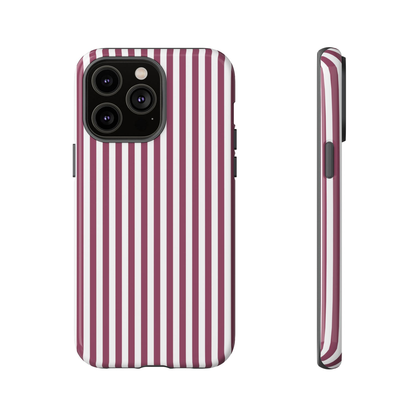 Tough Premium Old Claret Stripes Phone Case Gift for Her - For Apple iPhone 16 Pro Max 16e iPhone 15 Pro iPhone Iphone 14 Plus 13 Pro 12 SE XR - Studio40ParkLane