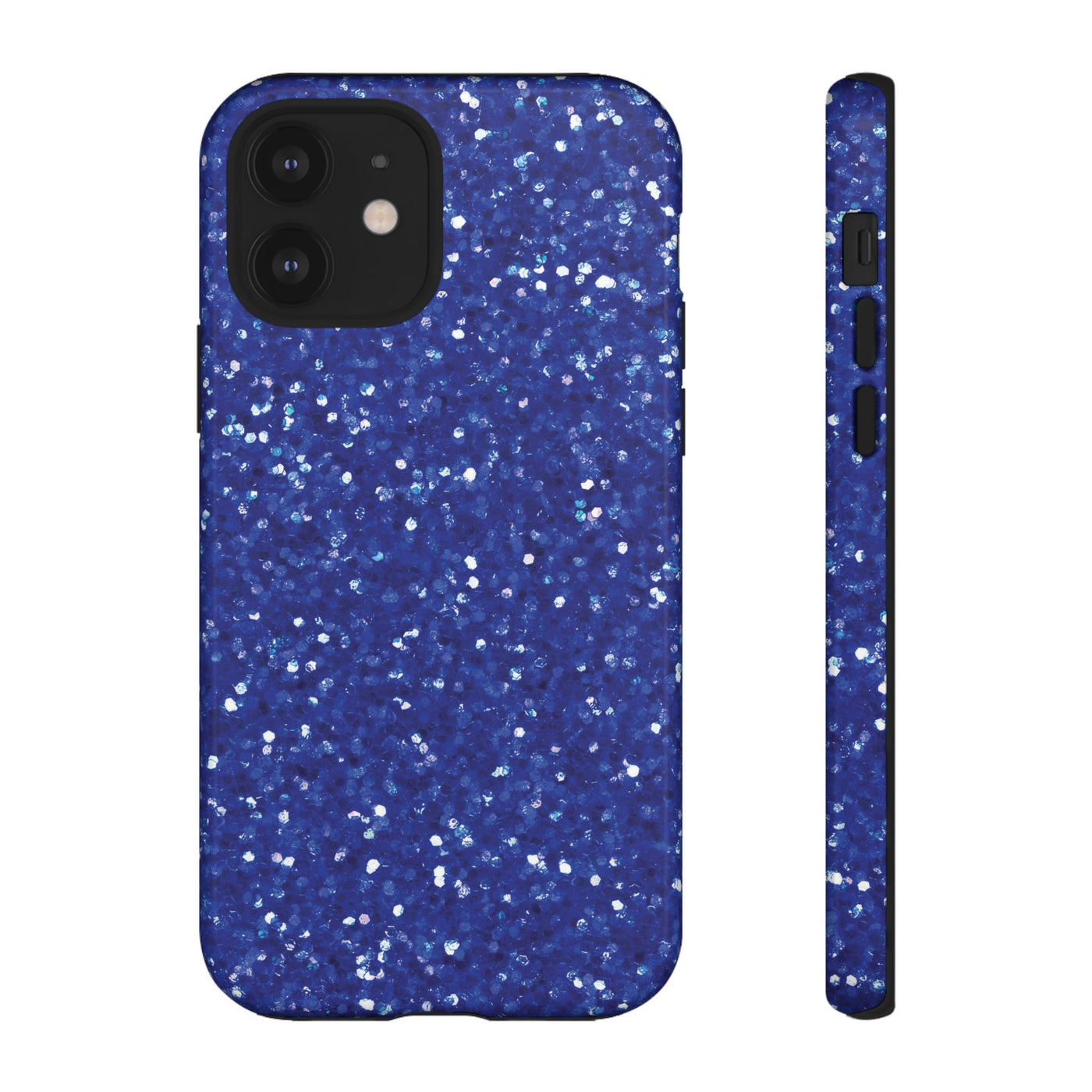 Chic Blue Faux Play on Glitter Effect Cute Phone Case, for IPhone 16 pro Max | Iphone 15, Iphone 14, IPhone 13 Case, 11 8 7, Samsung Galaxy S24, S23, S22, S21, 2 Layer Protection