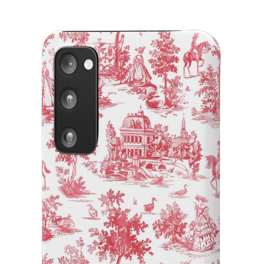 Snap French Toile Personalized Initial Custom Gift for Her Cute Phone Cases for Samsung S24, S23, S22, S21, S20, Plus and Ultra and Iphone, 16, 15, 14, 13, 12, 11. 10 - Studio40ParkLane