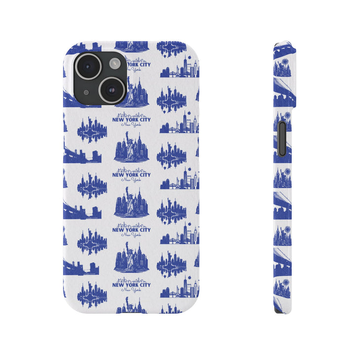 Slim New York Skyline Blue Collage Coquette Gift for Her Cute Phone Cases for Iphone 16 Pro Max | iPhone 15 Case | iPhone 15 Pro Max Case, Iphone 14, Iphone 14 Pro Max, Iphone 13 12 11 8 7 - Studio40ParkLane