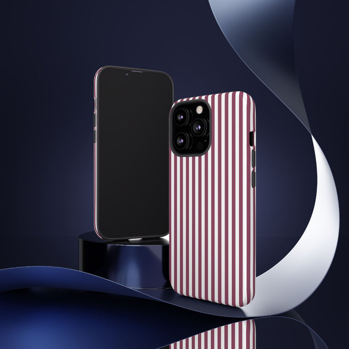 Tough Premium Old Claret Stripes Phone Case Gift for Her - For Apple iPhone 16 Pro Max 16e iPhone 15 Pro iPhone Iphone 14 Plus 13 Pro 12 SE XR - Studio40ParkLane