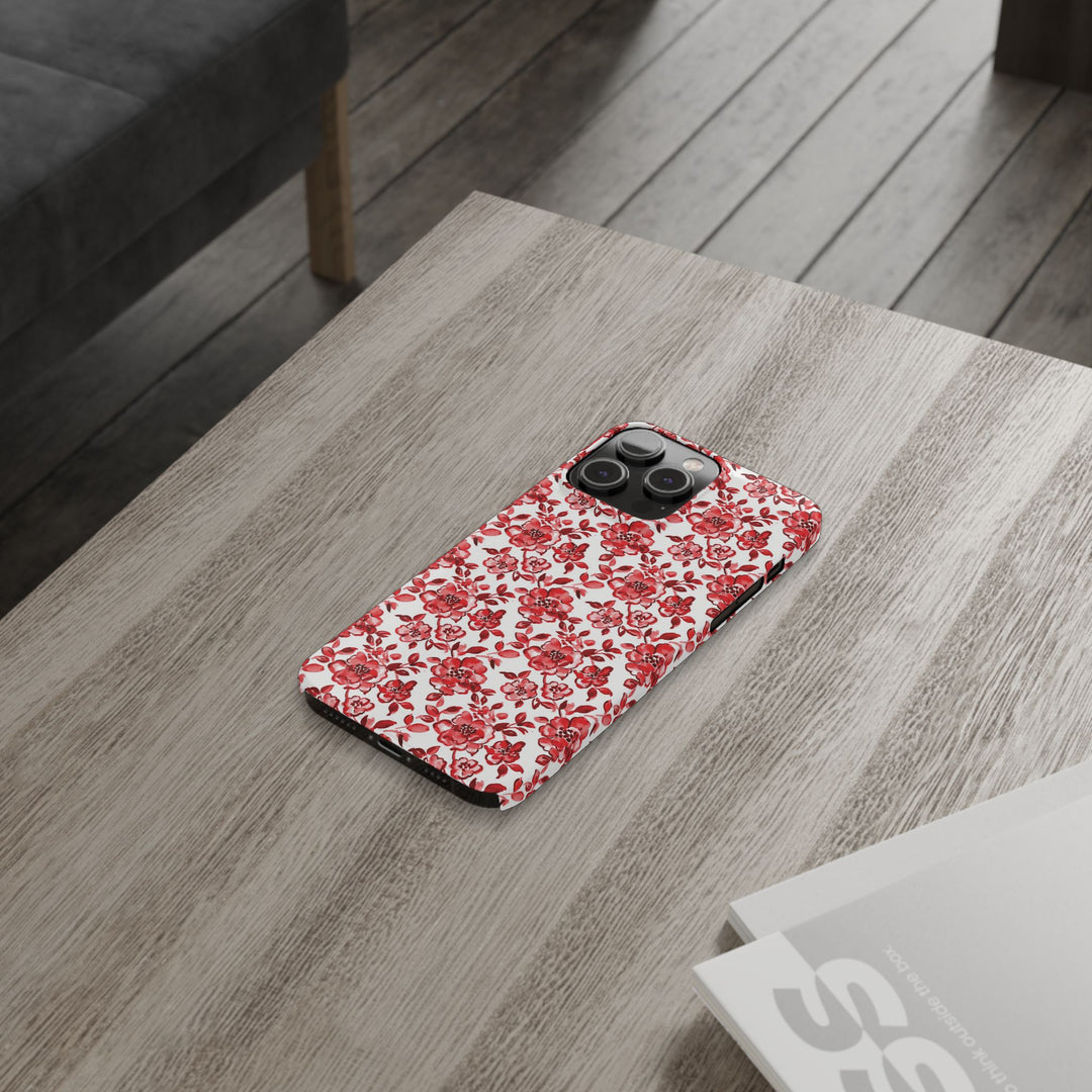 Slim Red Chinoiserie Gift for Her Cute Phone Cases for Iphone 16 Pro Max | iPhone 15 Case | iPhone 15 Pro Max Case, Iphone 14, Iphone 14 Pro Max, Iphone 13 12 11 8 7 - Studio40ParkLane