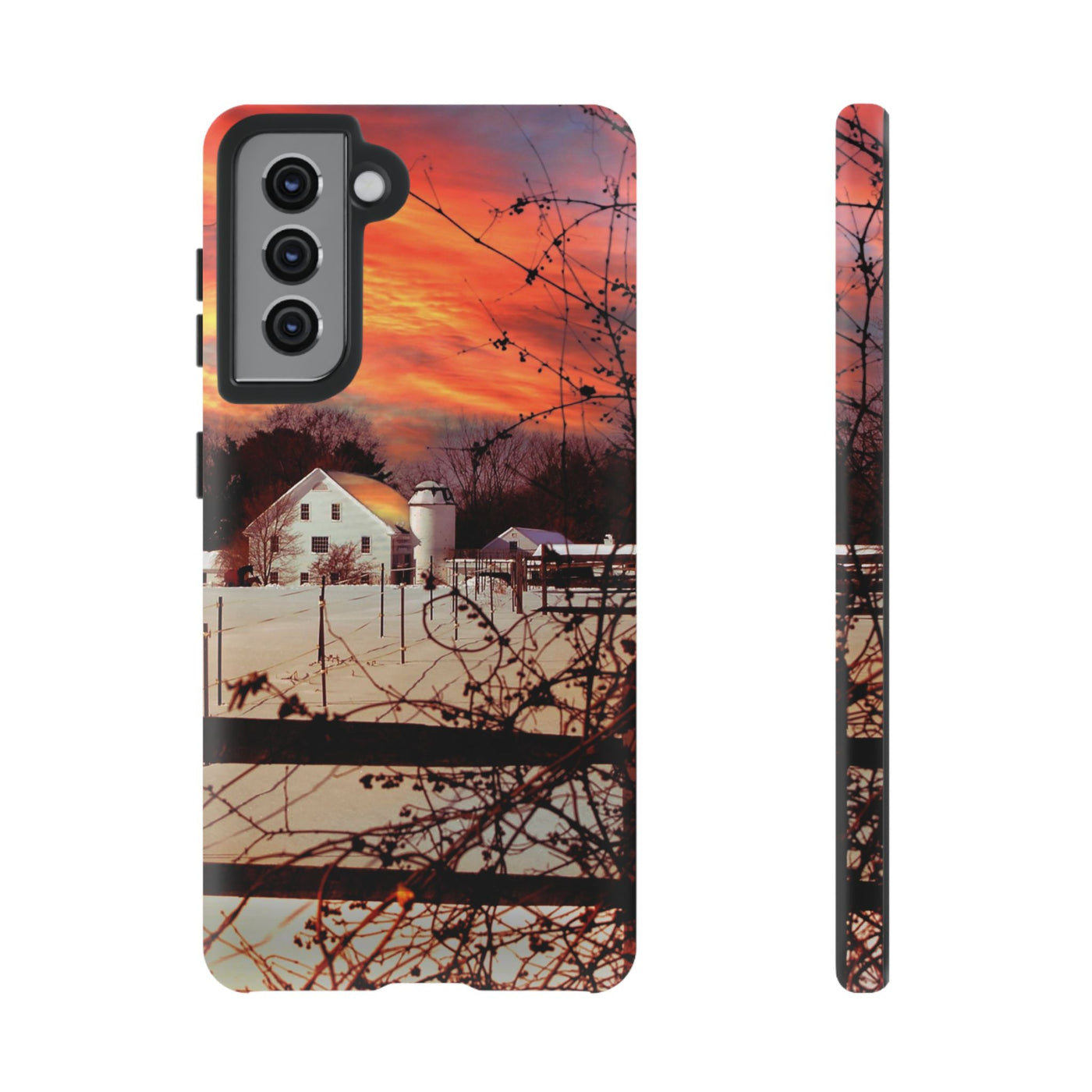 Impact Resistant, Winter Sunset Cute Phone Cases for Samsung S24, S23, S22, S21, IPhone 15 pro Iphone 14 pro Iphone 13 IPhone 12 Iphone 11