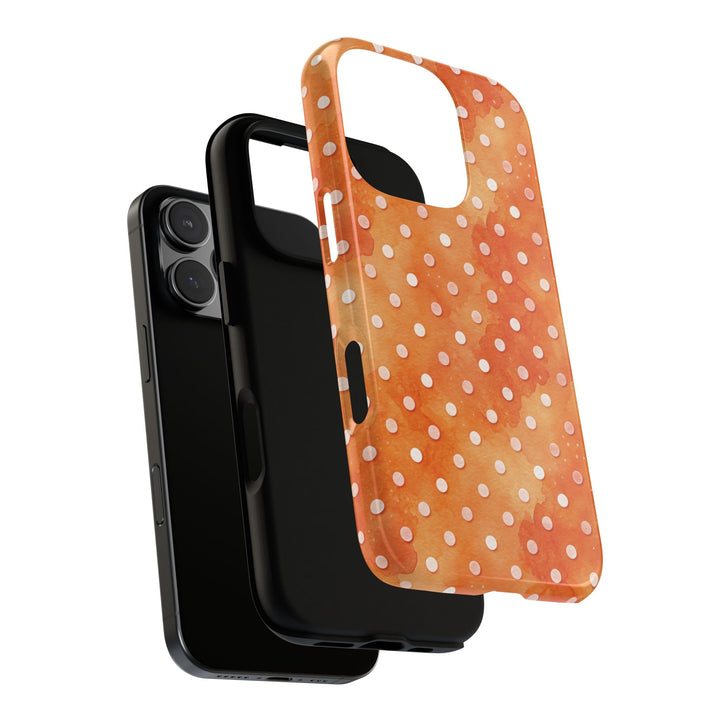 Aesthetic Tough Orange Polka Dots Watercolor Phone Case - For iPhone 17 Pro Max iPhone 16 Pro iPhone 15 Iphone 14 Plus 13 Pro 12 11 10 XR - Studio40ParkLane
