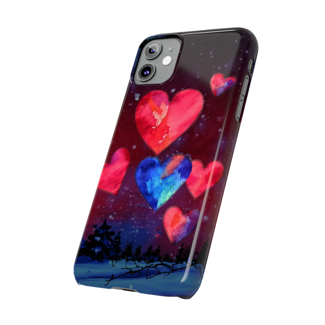 Slim Cute Phone Cases for Iphones - | iPhone 15 Case | iPhone 15 Pro Max Case, Iphone 14 Case, Iphone 14 Pro Max, Iphone 13, Night Sky Hearts Love - Studio40ParkLane