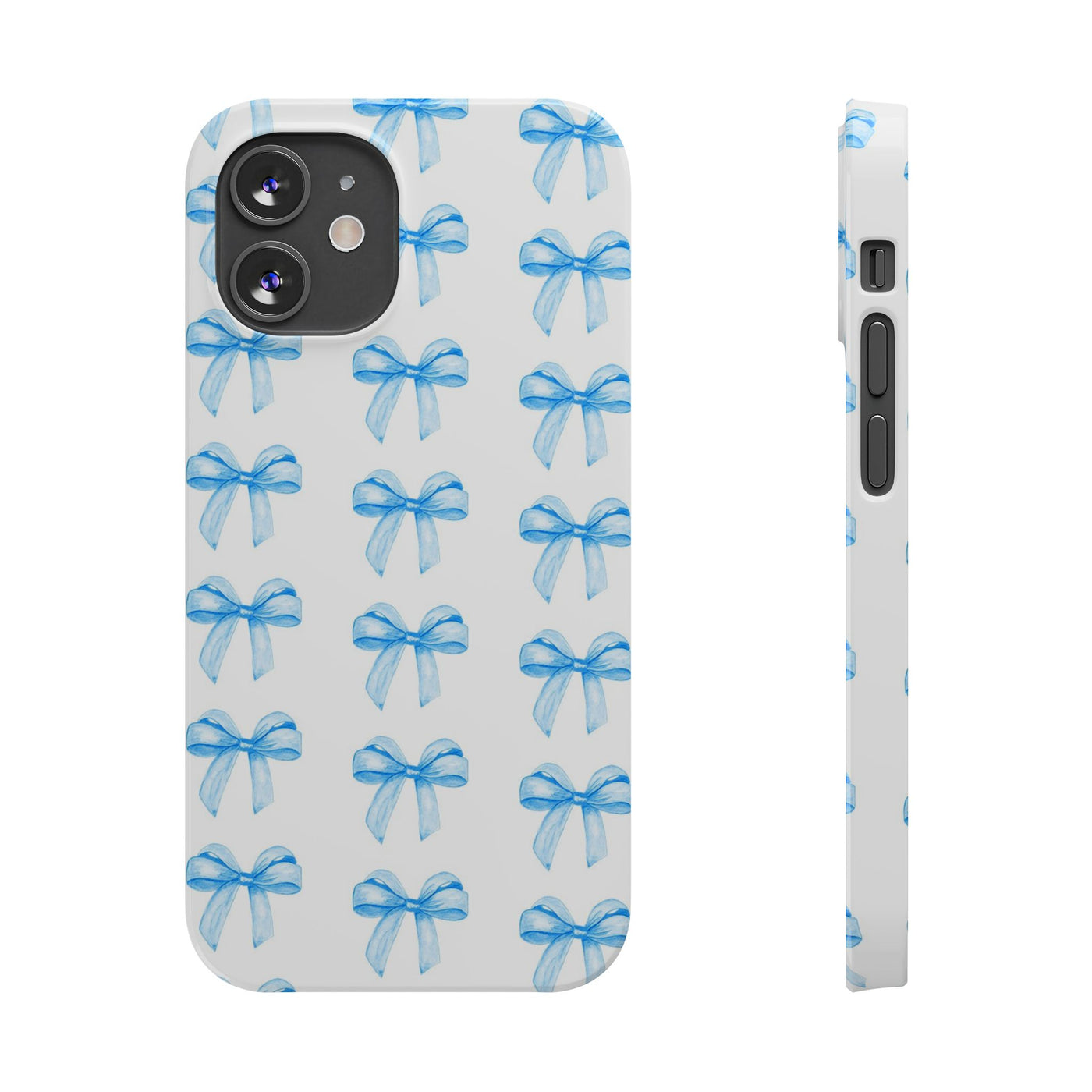 Slim Blue Bows Cute Phone Cases for Iphone 16 Pro Max | iPhone 15 Case | iPhone 15 Pro Max Case, Iphone 14, Iphone 14 Pro Max, Iphone 13 12 11 8 7