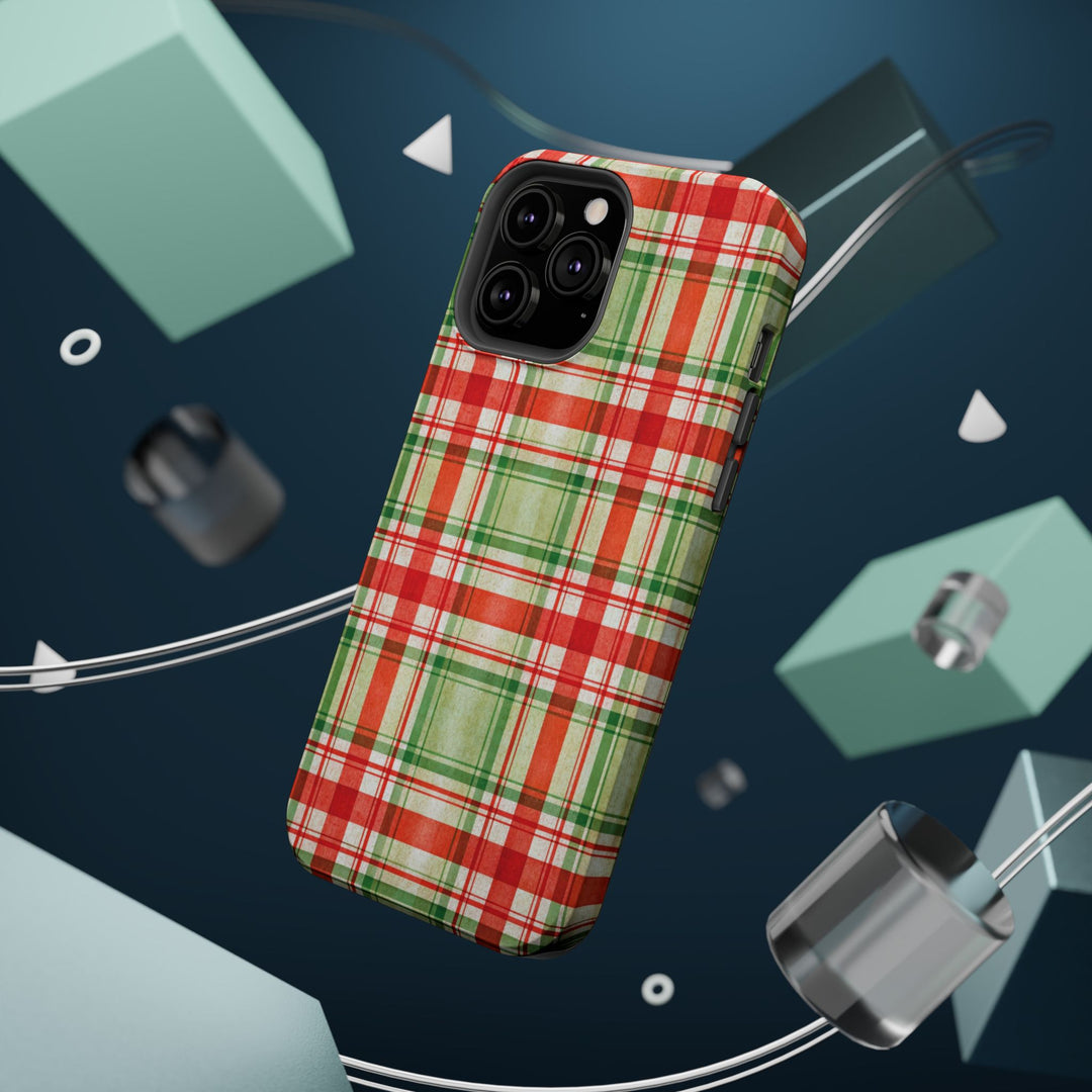 Aesthetic Tough Magsafe Red Green Checkered Phone Case - For iPhone 17 Pro Max iPhone 16 Pro iPhone 15 Iphone 14 Plus 13 Pro 12 11 10 - Studio40ParkLane
