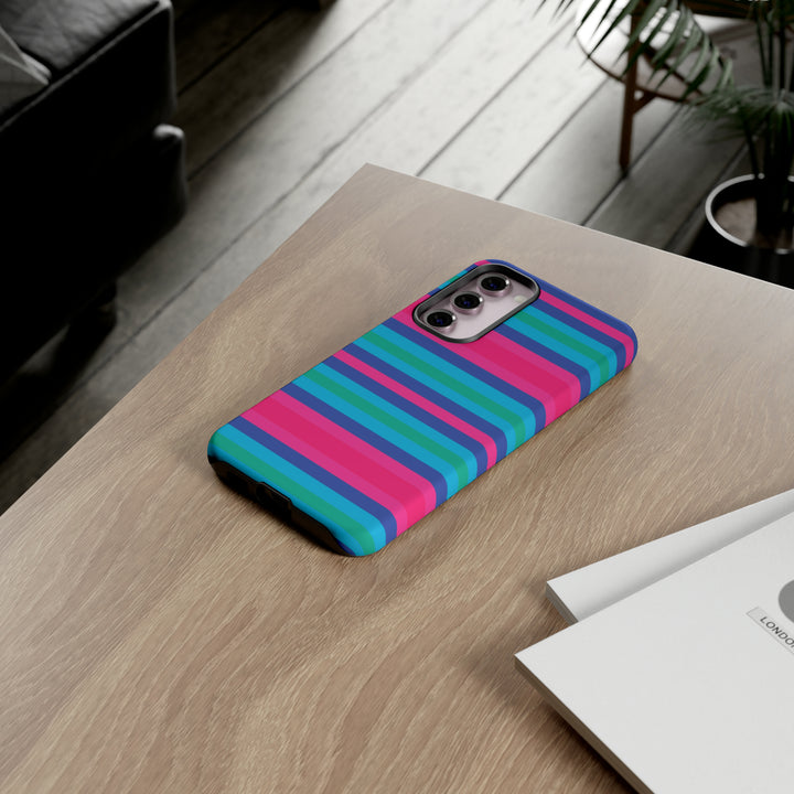 Cute Samsung Phone Case | Aesthetic Samsung Phone Case | Stripes Blue Pink | Galaxy S23, S22, S21, S20 | Luxury Double Layer | Cool - Studio40ParkLane