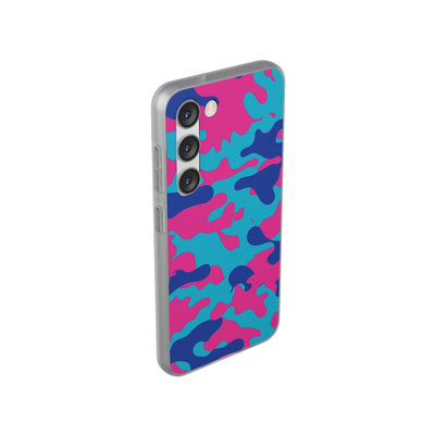 Cute Flexi Samsung Phone Cases, Blue Pink Camouflage Galaxy S23 Phone Case, Samsung S22 Case, Samsung S21 Case, S20 Plus