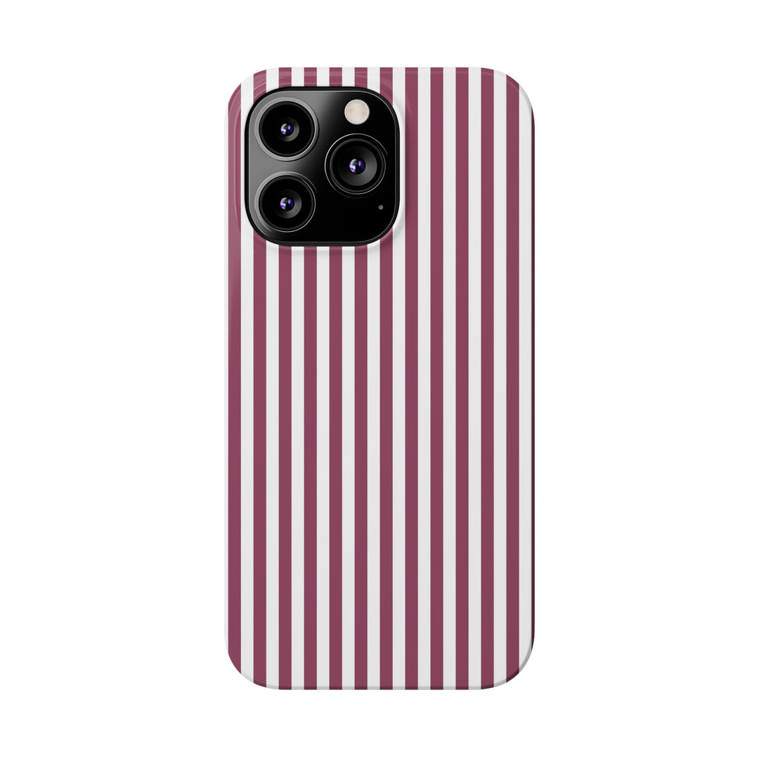 Slim Claret Red Striped Cute Phone Case for Iphone 16 - | iPhone 15 Pro Max Case | iPhone 14 Case Iphone 13 12 11 10 9 8 7 XS X Gift for Her - Studio40ParkLane