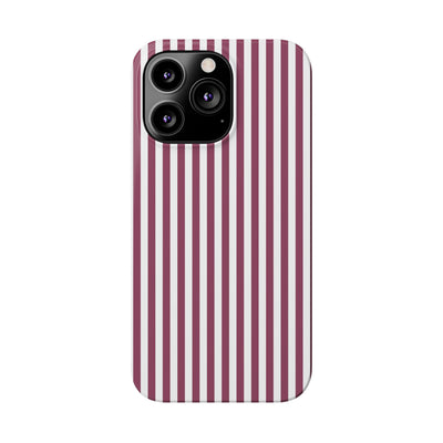 Slim Claret Red Striped Cute Phone Case for Iphone 16 - | iPhone 15 Pro Max Case | iPhone 14 Case Iphone 13 12 11 10 9 8 7 XS X Gift for Her - Studio40ParkLane