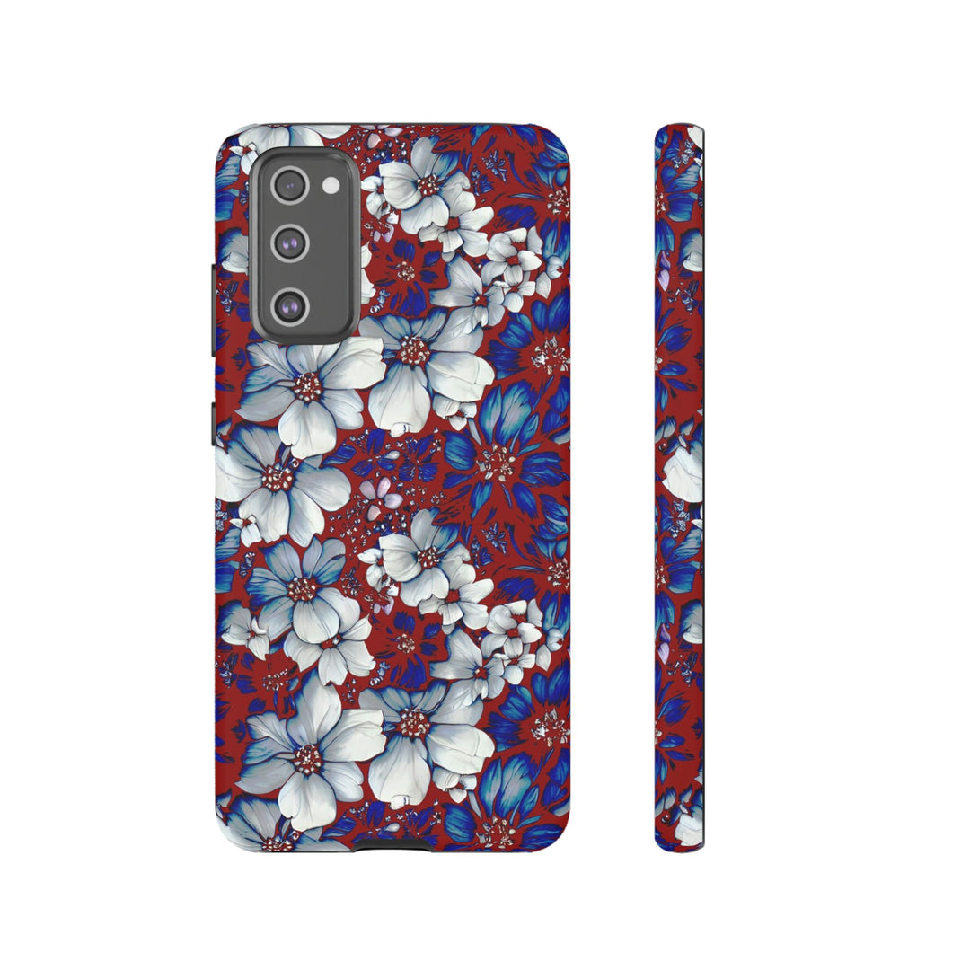Cute Samsung Phone Case | Aesthetic Samsung Phone Case | Galaxy S23, S22, S21, S20 | Red Blue Flowers, Protective Phone Case - Studio40ParkLane