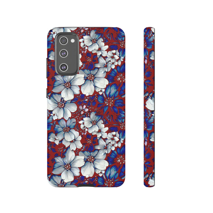 Cute Samsung Phone Case | Aesthetic Samsung Phone Case | Galaxy S23, S22, S21, S20 | Red Blue Flowers, Protective Phone Case - Studio40ParkLane
