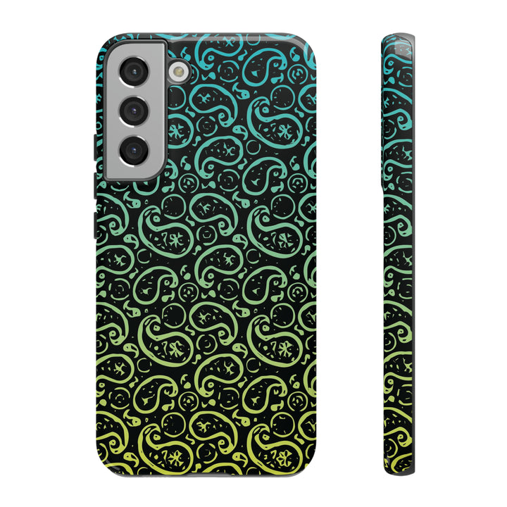 Cute Samsung Phone Case | Aesthetic Samsung Phone Case | Paisley Blue Yellow Black | Galaxy S23, S22, S21, S20 | Luxury Double Layer | Cool - Studio40ParkLane