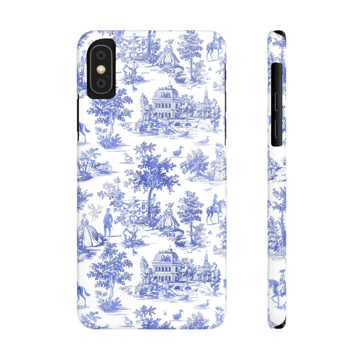 Slim Blue Vintage French Toile Cute Phone Cases for Iphone 16 Pro Max | iPhone 15 Case | iPhone 15 Pro Max Case, Iphone 14, Iphone 14 Pro Max, Iphone 13 12 11 8 7 - Studio40ParkLane
