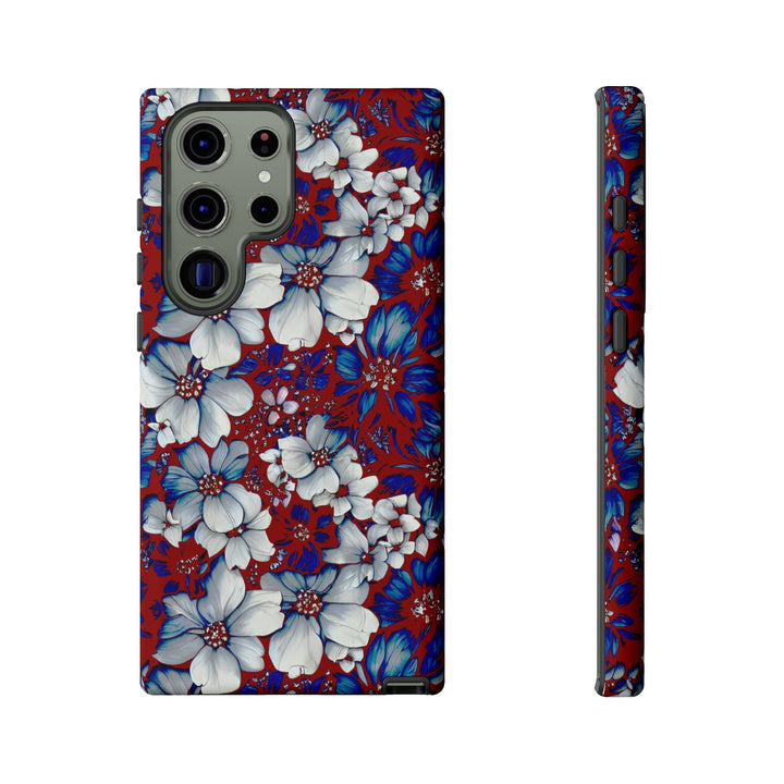 Cute Samsung Phone Case | Aesthetic Samsung Phone Case | Galaxy S23, S22, S21, S20 | Red Blue Flowers, Protective Phone Case - Studio40ParkLane